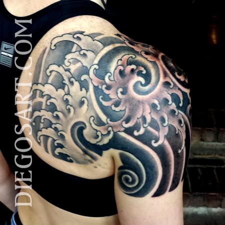 Tattoos - Waves Tattoo Black and grey - 86086